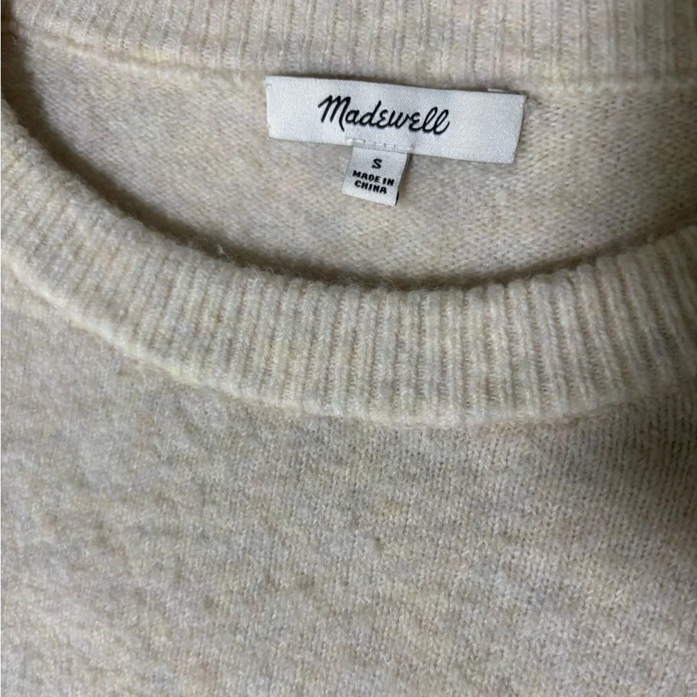 Madewell Cream and Rust Orange Wool Alpaca Blend Fall Winter Cozy Heart Sweater